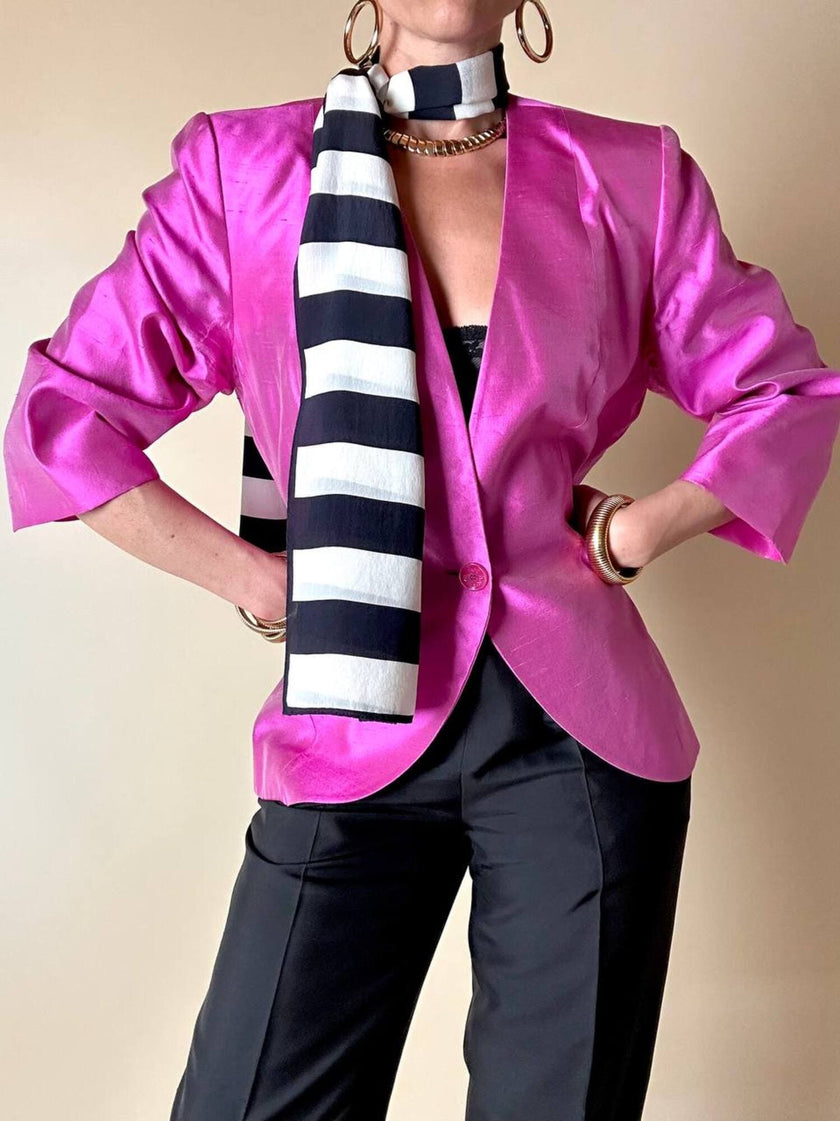 Blazer in shantung di seta ciclamino “Yves Saint Laurent”