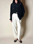 Pantalon vintage en laine et cachemire crème Ellen Tracy