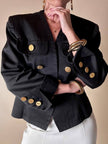 Blazer nero con bottoni gioiello dorati “Yves Saint Laurent”
