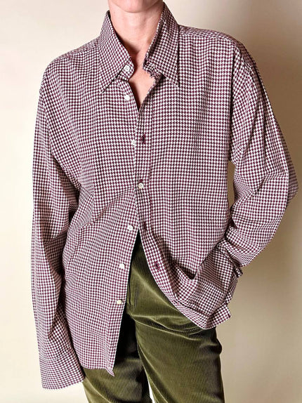 Camicia in cotone Jacquard fantasia pied de poule