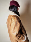 Coppola in feltro di lana bordeaux con rifinitura in pelle cuoio Fellini Roma