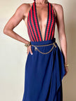 Gonna Yves Saint Laurent modello lungo a portafoglio blu oltremare