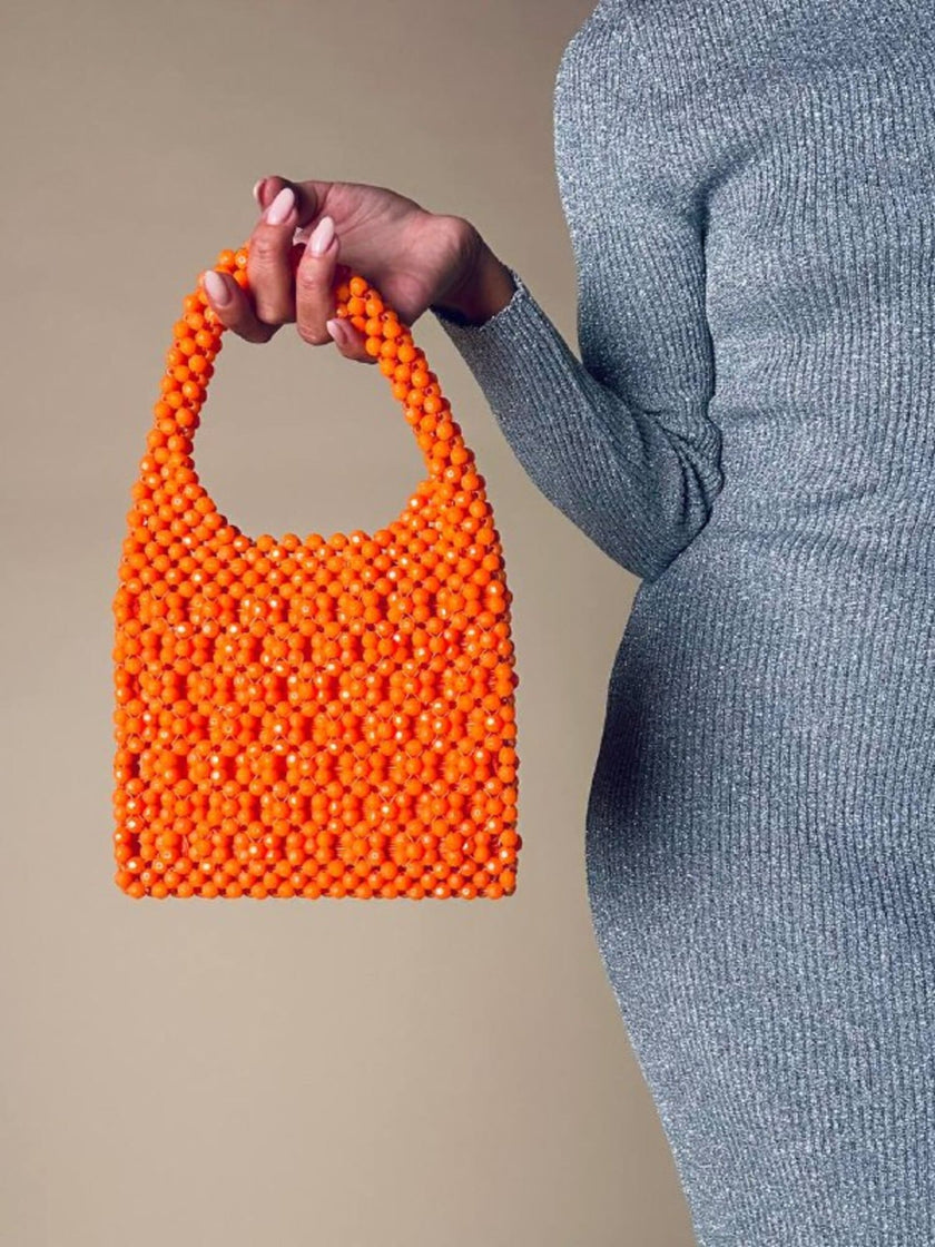 Mini hobo bag di perline arancioni