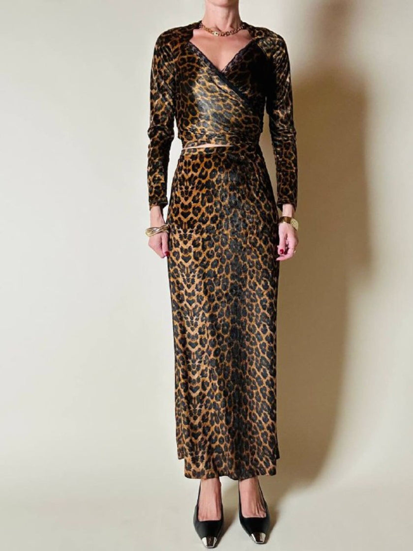 Gonna lunga con top in coordinato in velluto animalier “Roman’s”