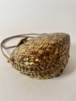 Borsa bandoulière vintage Rodo in midollino bronzo con chiusura gioiello