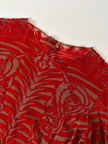 Maglia vintage Jean Paul Gaultier in mesh con stampa in floccato rosso