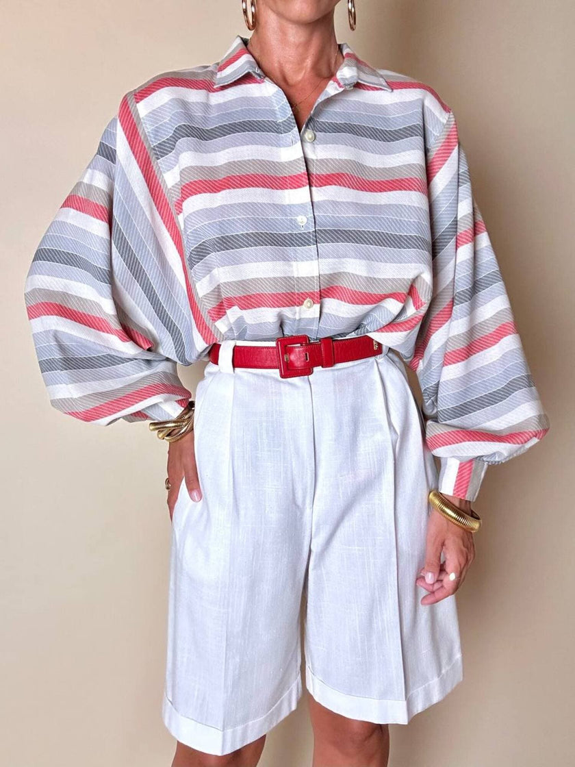 Camicia Yves Saint Laurent a righe multicolori con manica a pipistrello