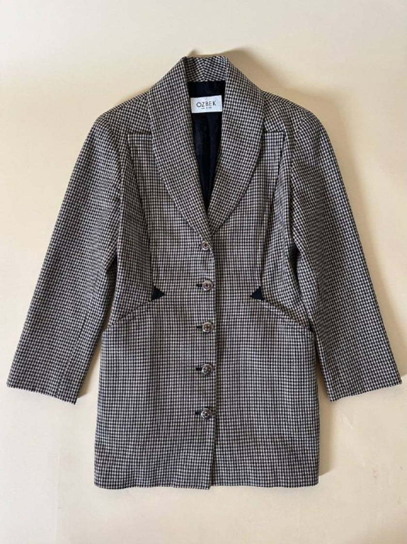 Blazer sciancrato in lana pied de poule “Rifat Ozbek”