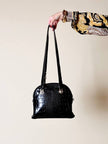 Borsa nera in pelle stampa coccodrillo “Gianni Versace”