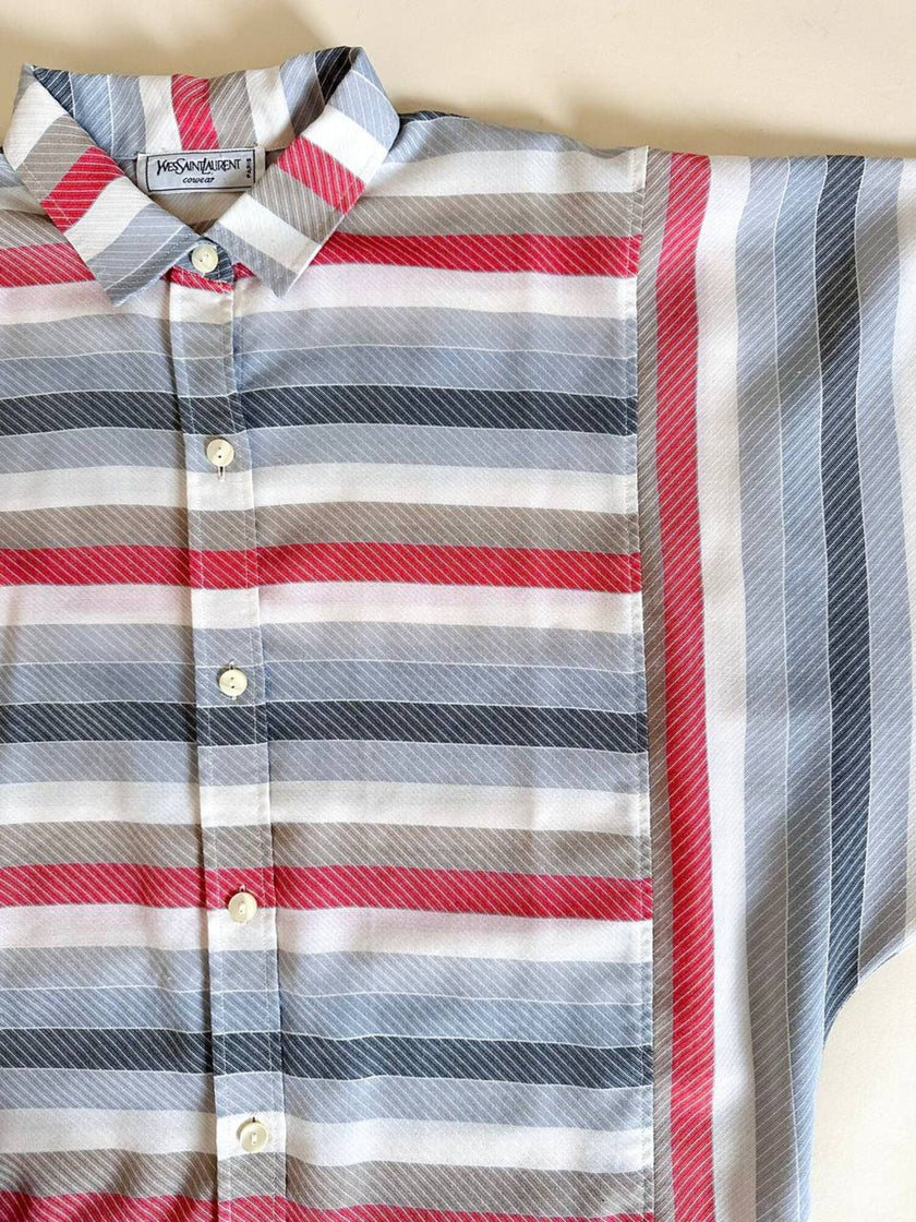 Camicia Yves Saint Laurent a righe multicolori con manica a pipistrello