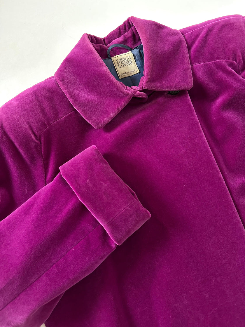 Cappottino vintage Enrico Coveri in velluto viola ciclamino