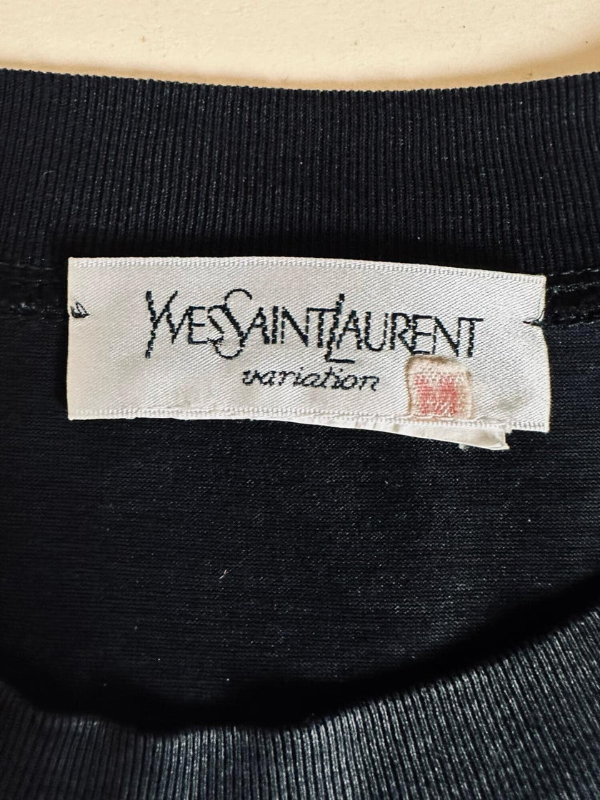 Maglia in cotone nero con bottoni dorati “Yves Saint Laurent”