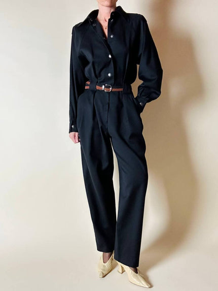 Jumpsuit vintage Yves Saint Laurent in lana nera