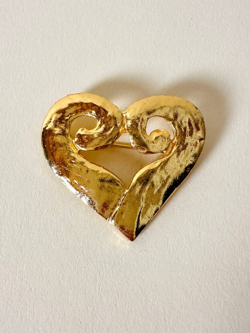 Spilla cuore oro in stile art déco “Yves Saint Laurent”