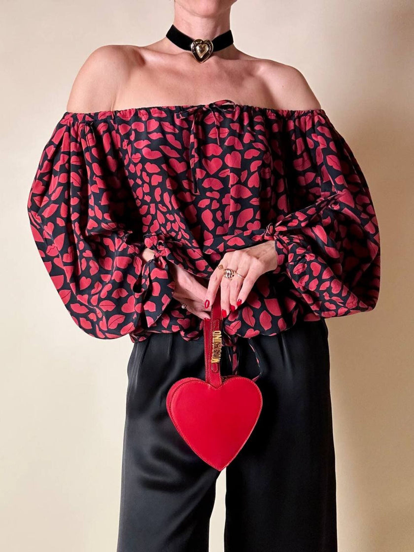 Mini bag a forma di cuore in pelle rossa “Moschino”