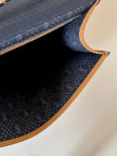 Borsa messenger in pelle nera stampata con profili cuoio “Yves Saint Laurent”