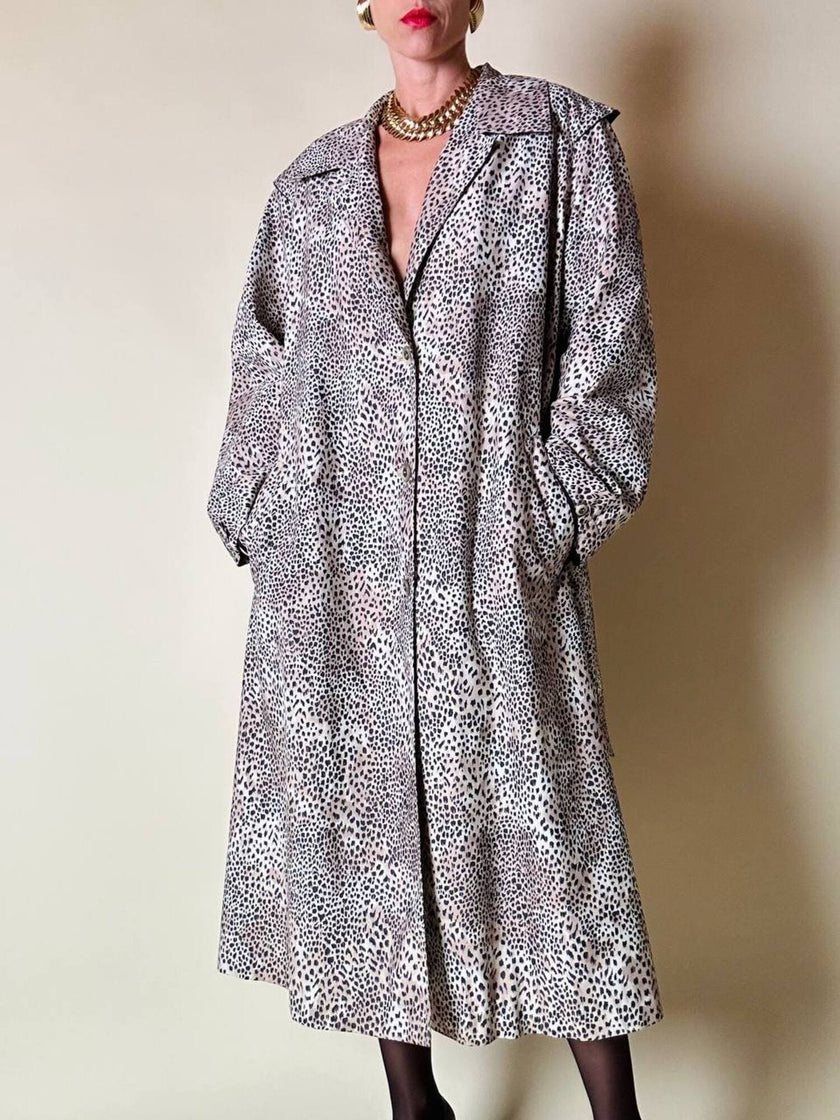Trench oversize fantasia micro leopardo 