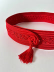 Cintura vintage rossa realizzata con intreccio di passamanerie e nappa couture