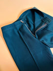 Pantalone a palazzo in gabardine di lana verde bottiglia