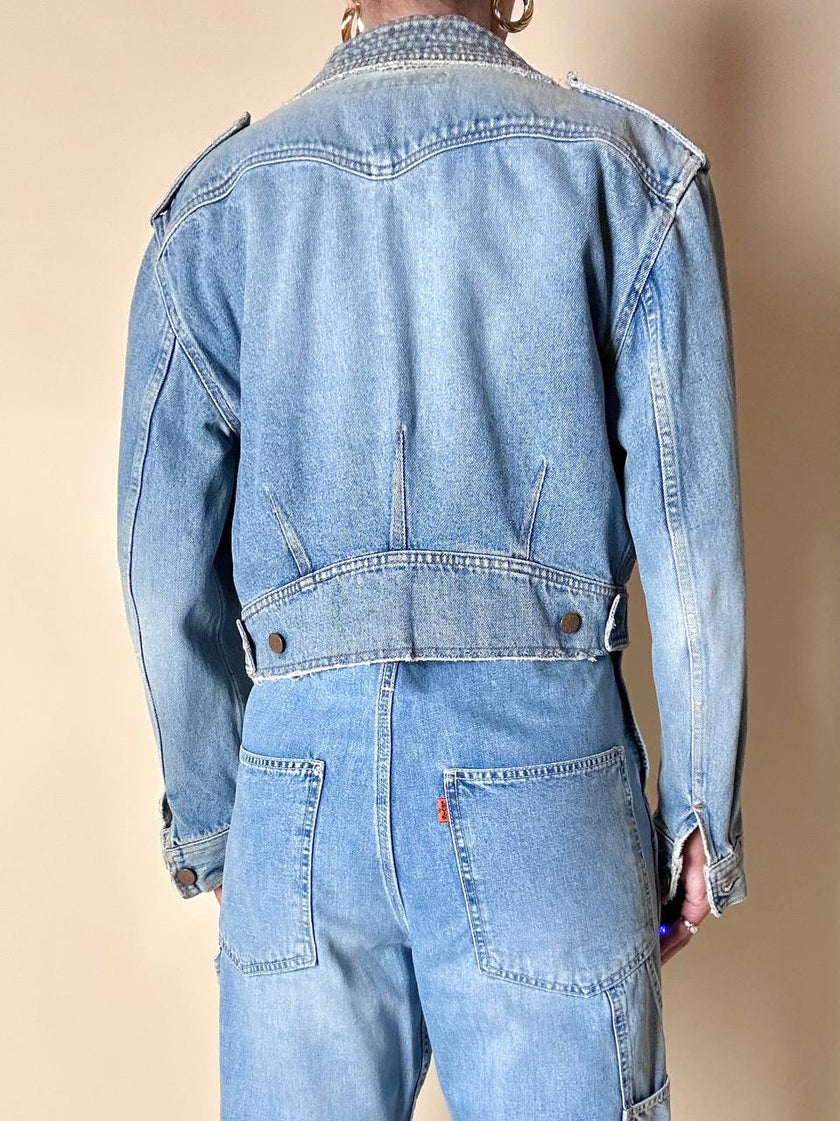 Giacca cropped Katharine Hamnett London in Denim chiaro slavato