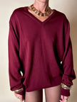 Pullover con scollo a V in misto lana bordeaux Wifshire