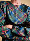 Blusa in raso di seta tartan 