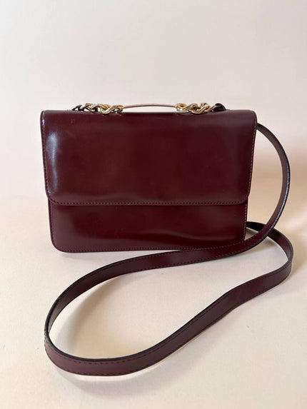 Borsa Fendissime in spazzolato bordeaux manico gioiello in catena oro e tracolla rimovibile