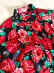 Camicia satroriale in raso di seta fantasia rose rosse
