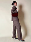 Tailleur giacca/pantalone in lana marrone chiaro “Prestige”