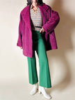 Capottino vintage spinato in tweed di lana e mohair magenta e prugna