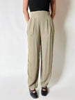 Vintage high-waisted Emporio Armani trousers in khaki Fil-à-Fil fabric