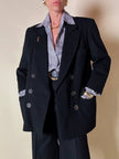 Blazer doppiopetto nero in pura lana “Yves Saint Laurent”