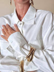 Camicia bianca Andrea Mare vintage in cotone con maxi tasche e bottoni in madreperla