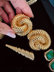 Vintage gold-tone knot clip-on statement earrings
