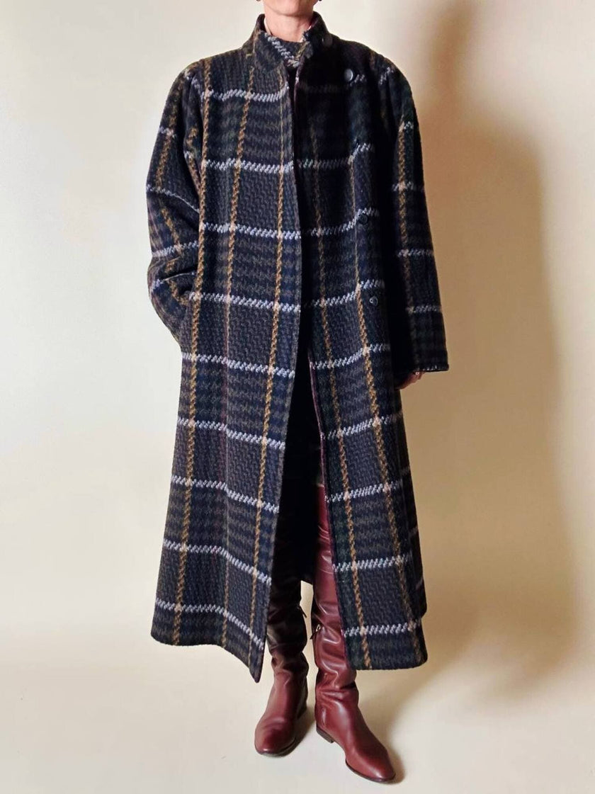 Cappotto lungo in pura lana vergine  fantasia tartan Fashion By Classic