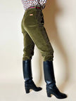 Pantalone a vita alta in corduroy verde oliva Rizzi Sport