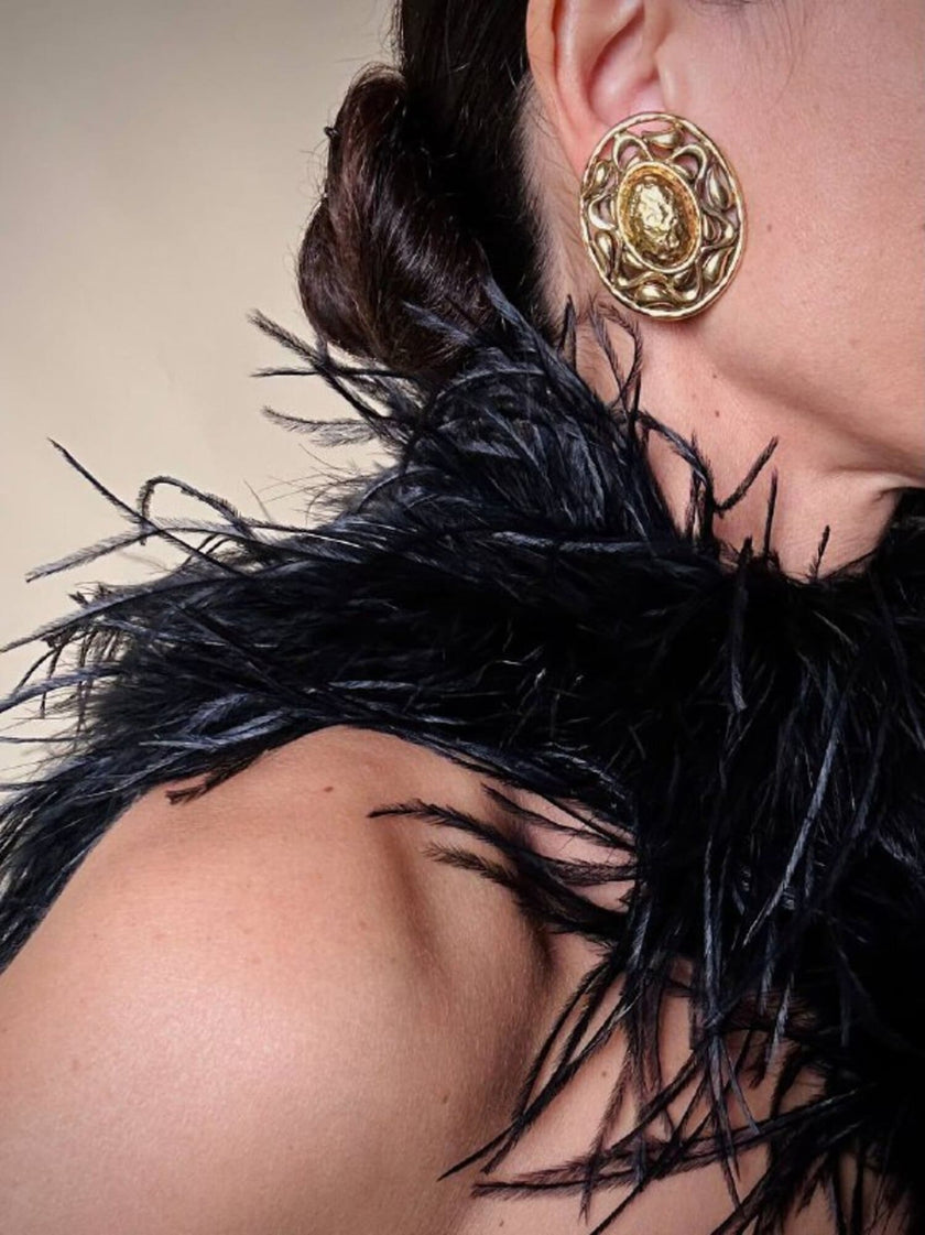 Maxi clip ovali con motivi barocchi “Yves Saint Laurent”