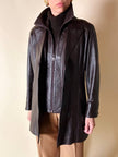 Dunkelbraune Vintage-Lederjacke mit integrierter Weste
