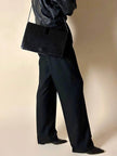 Borsa vintage Fendi in pelle verniciata nera con cuciture concentriche
