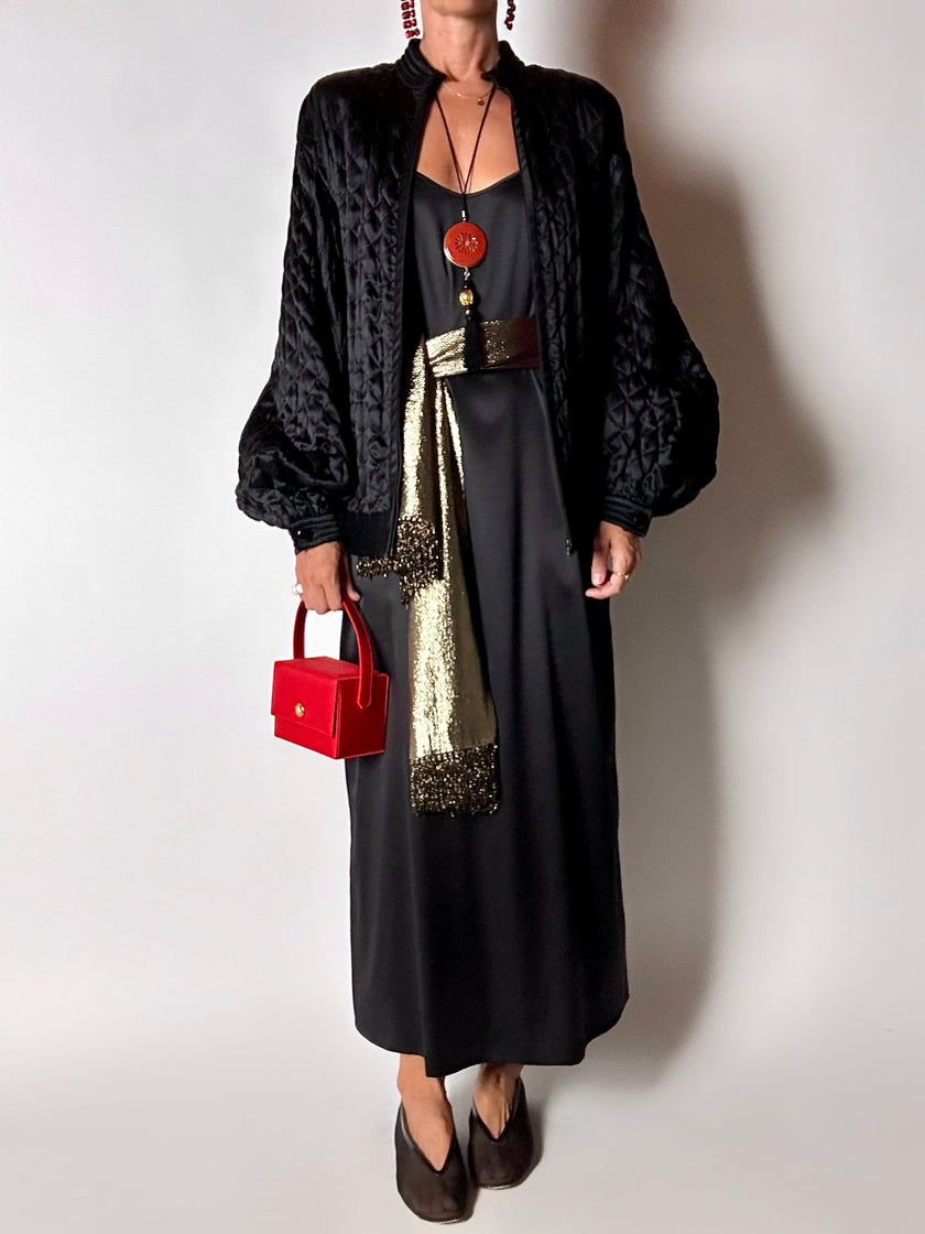 Slip dress Oscalito nero in raso di seta