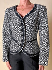 Giacca in cotone piquet bianco con fantasia a fiocchi neri “Yves Saint Laurent”