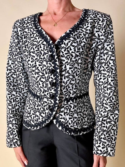 Giacca in cotone piquet bianco con fantasia a fiocchi neri “Yves Saint Laurent”