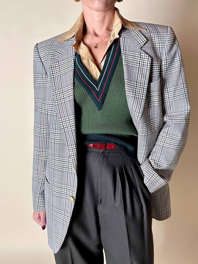 Blazer Yves Saint Laurent in rasato di lana principe di Galles