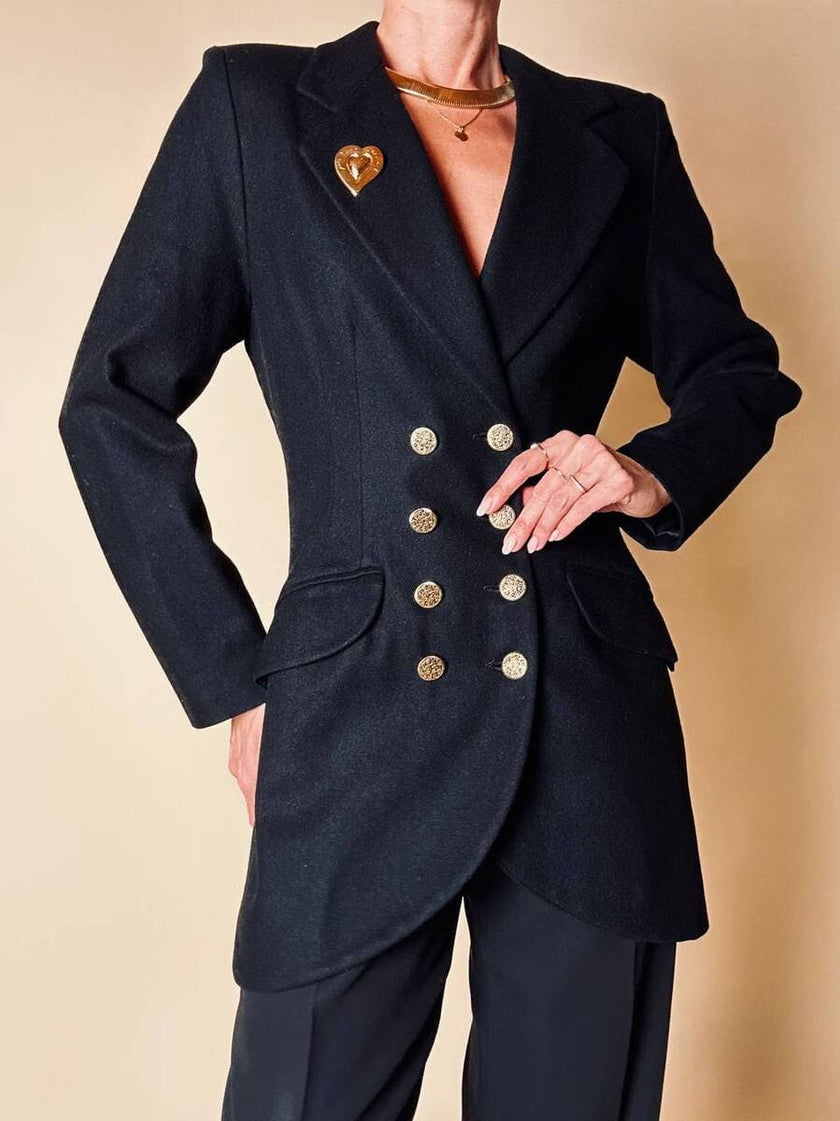 Blazer doppiopetto nero con bottoni dorati “Guaranteed”