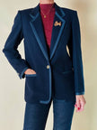 Blazer in lana blu con profili in gros grain “Gibò Firenze”