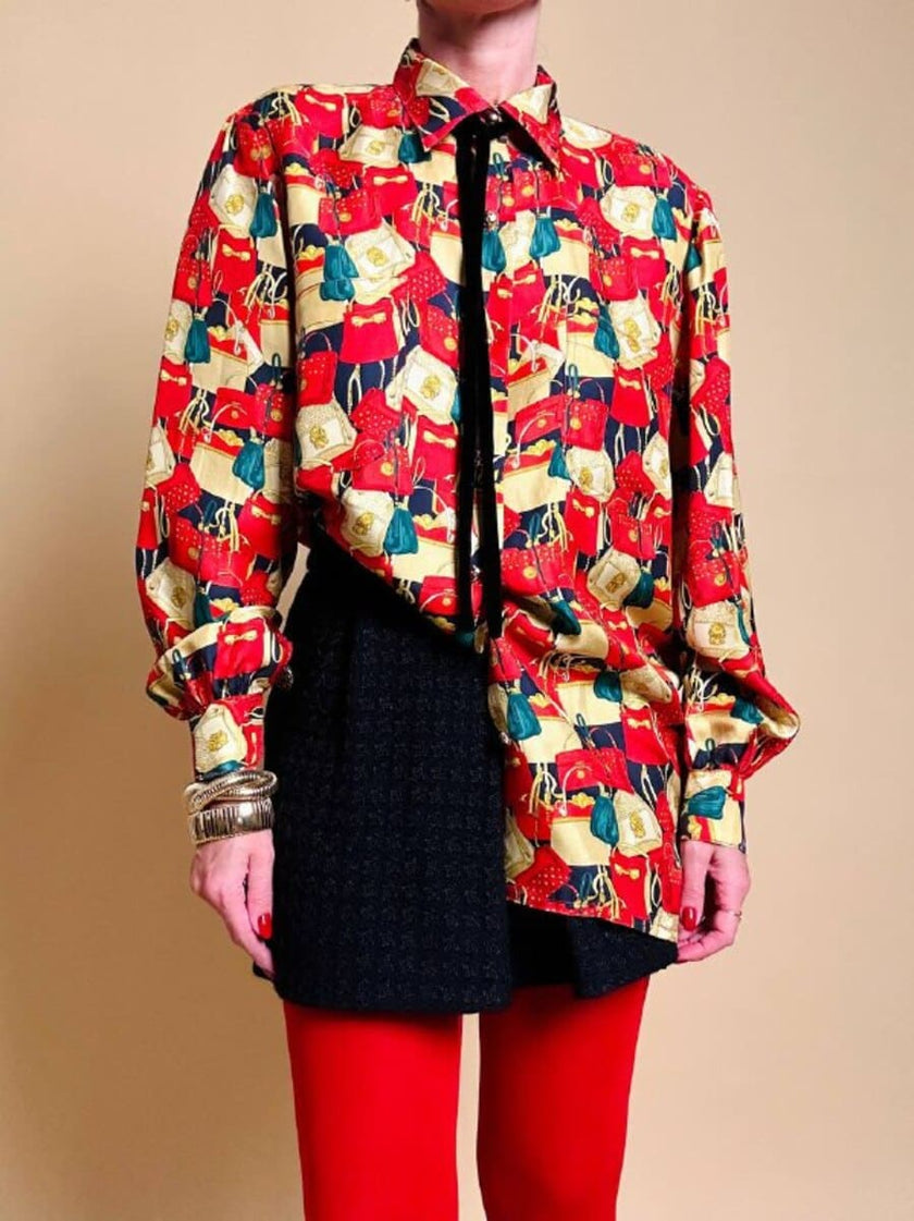 Camicia sartoriale in drill di seta fantasia mini bag