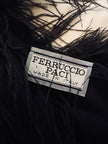 Abito lungo in velluto nero con piume di struzzo “Ferruccio Paci”