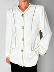 Giacca vintage Yves Saint Laurent bianco latte con serpentine dorate e bottoni gioiello
