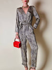Jumpsuit in raso fantasia micro leopardo