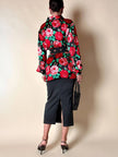 Camicia satroriale in raso di seta fantasia rose rosse